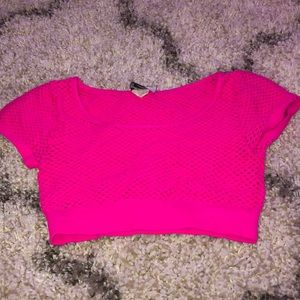 Pink mesh girls dance top